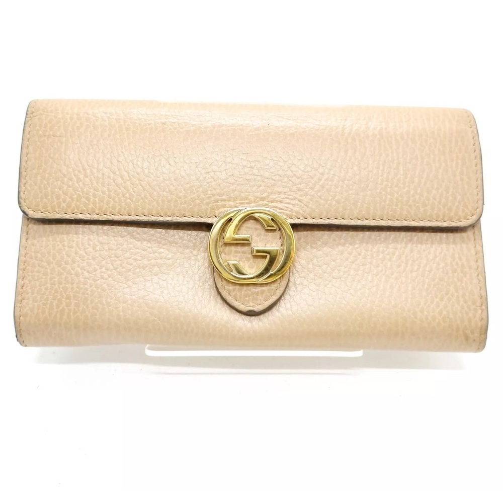 Gucci Long Wallet Beige Leather